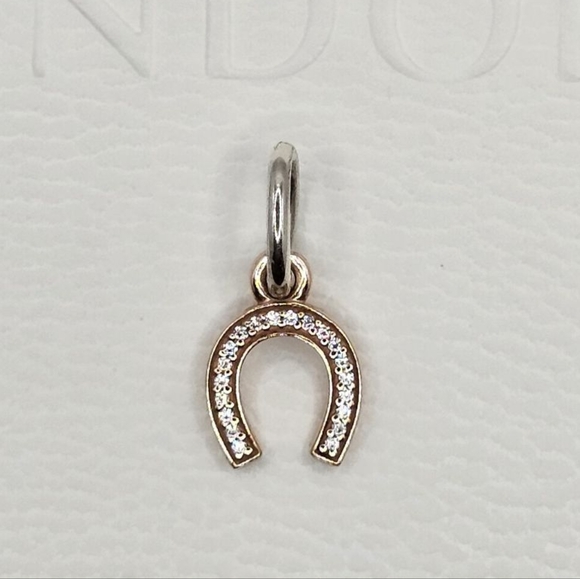 🎁Authentic Pandora 14k ROSE GOLD HORSESHOE DANGLE CHARM - Picture 1 of 8